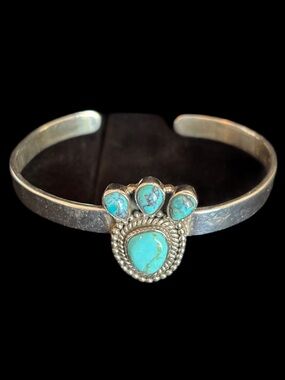 Sterling Silver Turquoise Cuff Bracelet - Native American Inspired
